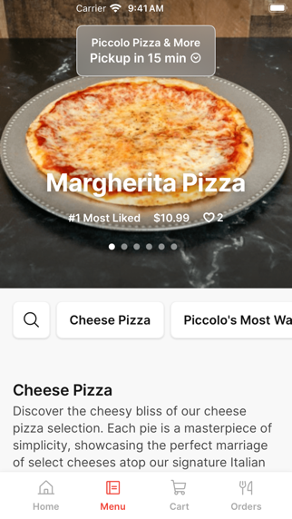 Piccolo Pizza & More iPhone screenshot 2 - Food & Drink app
