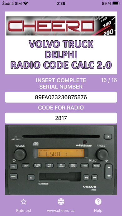 RADIO CODE for VOLVO TRUCK Screenshot