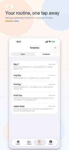 Trero: Workout Log & Goals iPhone screenshot