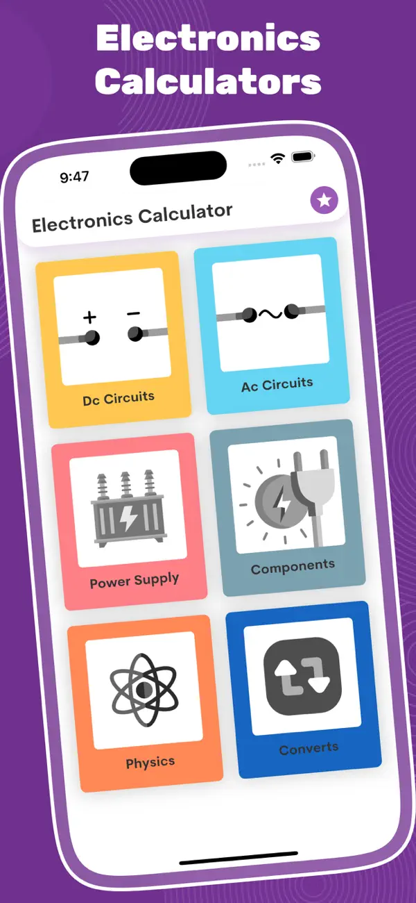 Screenshot #1 pour Electronics Toolkit calc