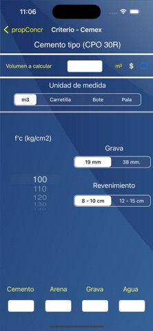Proporcionamiento concreto iPhone screenshot