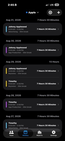 TimeClock - Shift Tracker iPhone screenshot