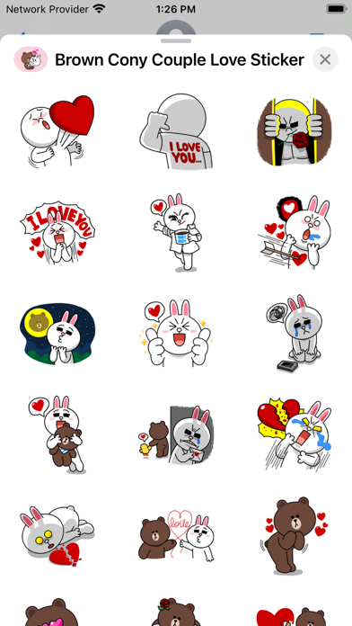 Brown Cony Couple Love Sticker Screenshot