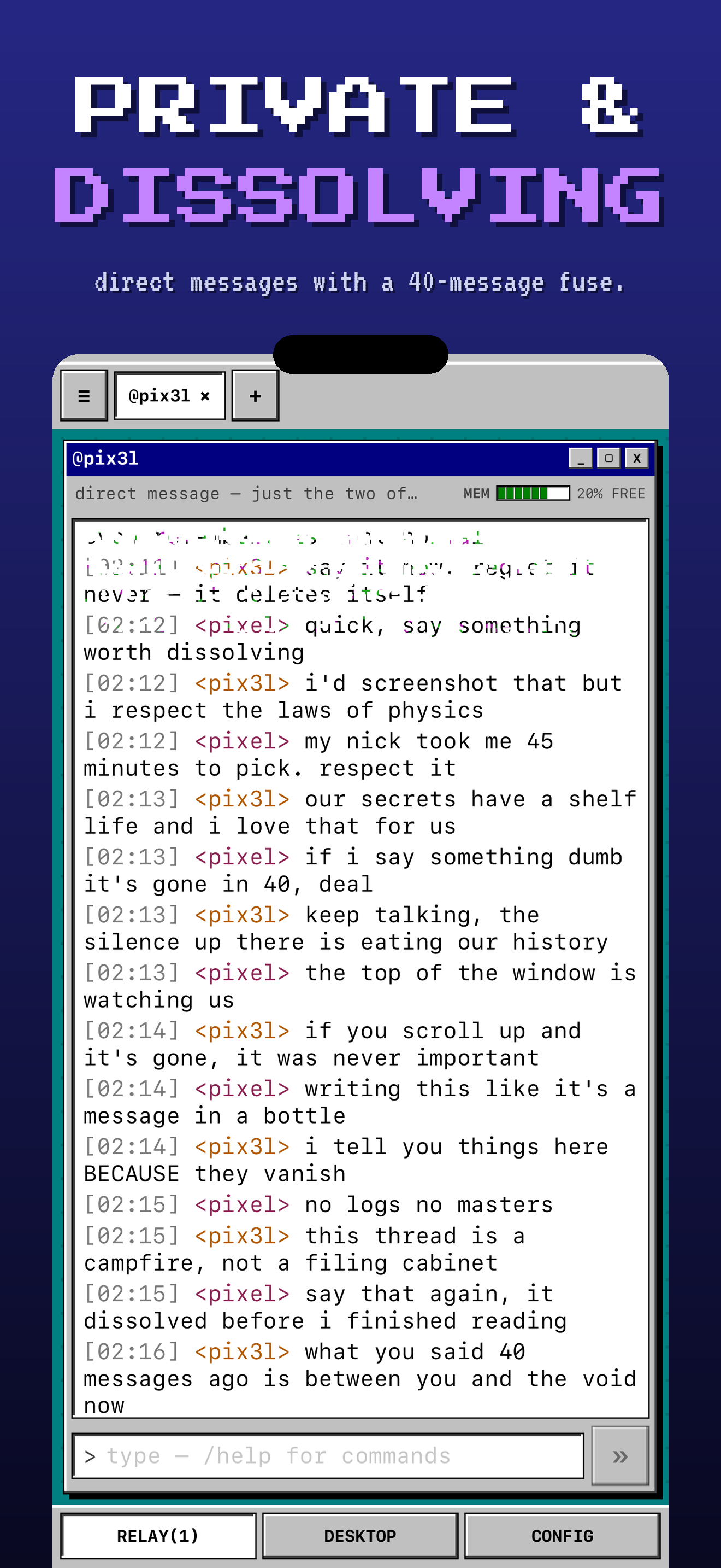 RELAY - Retro Chat screenshot 2