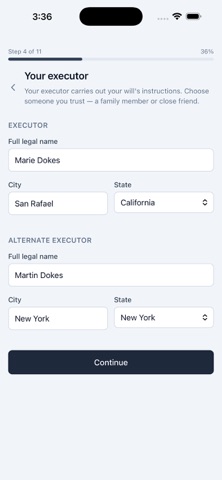 iLeave Will and Trust iPhone screenshot