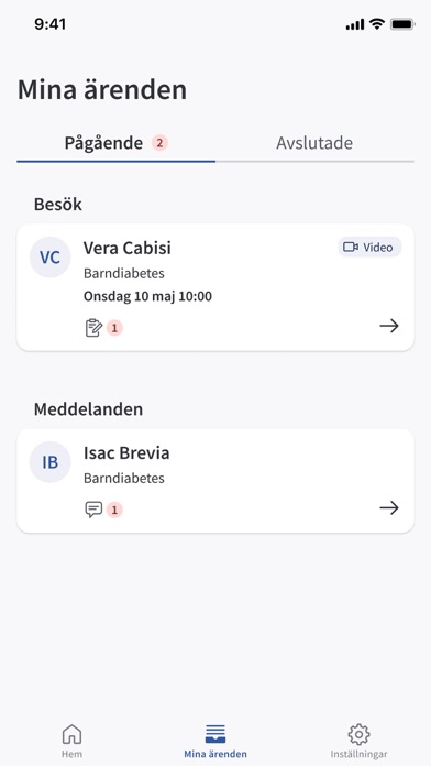 Mottagning vårdpersonal Screenshot