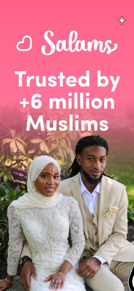 Salams: Halal Muslim Marriage - L'application Salams unit les couples musulmans, mettant en lumière le succès des mariages et la validation par plus de 6 millions d'utilisateurs.