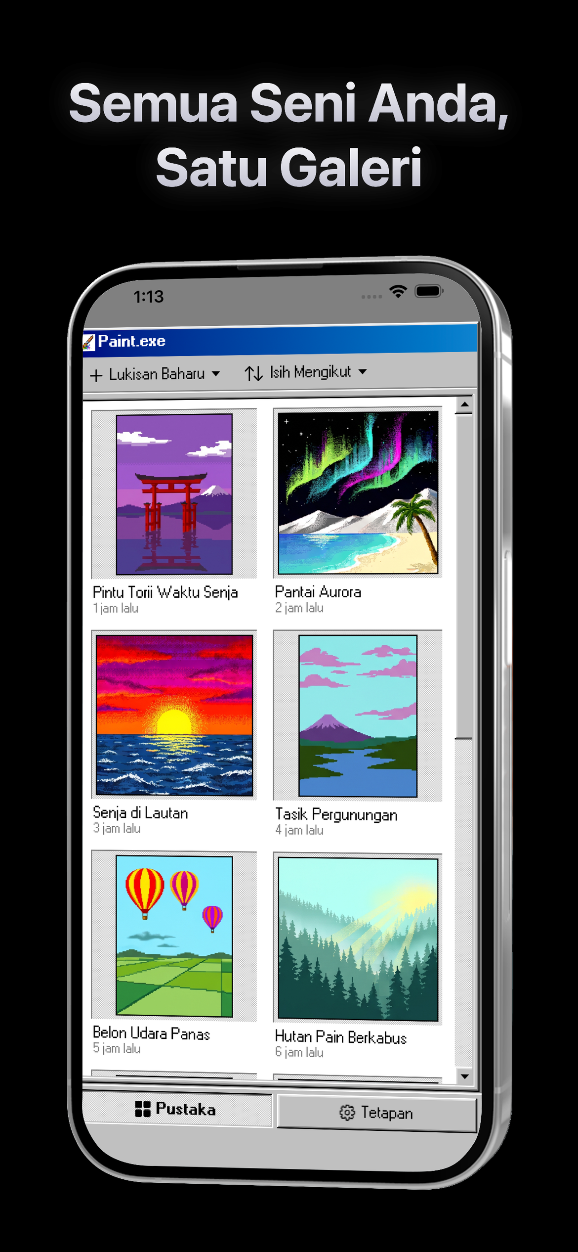 Paint.exe - Lukis Retro — Semua Karya Anda, Satu Galeri