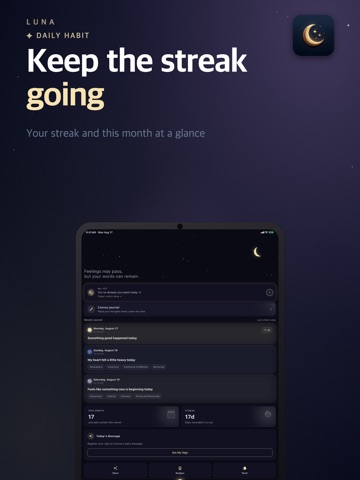 Luna: Mood Tracker & Journal iPad screenshot