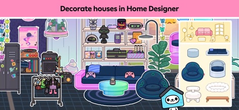 Toca Boca World - The Home Designer tool empowers players to decorate various spaces, offering a wide array of furniture categories and decorative items to personalize their world.