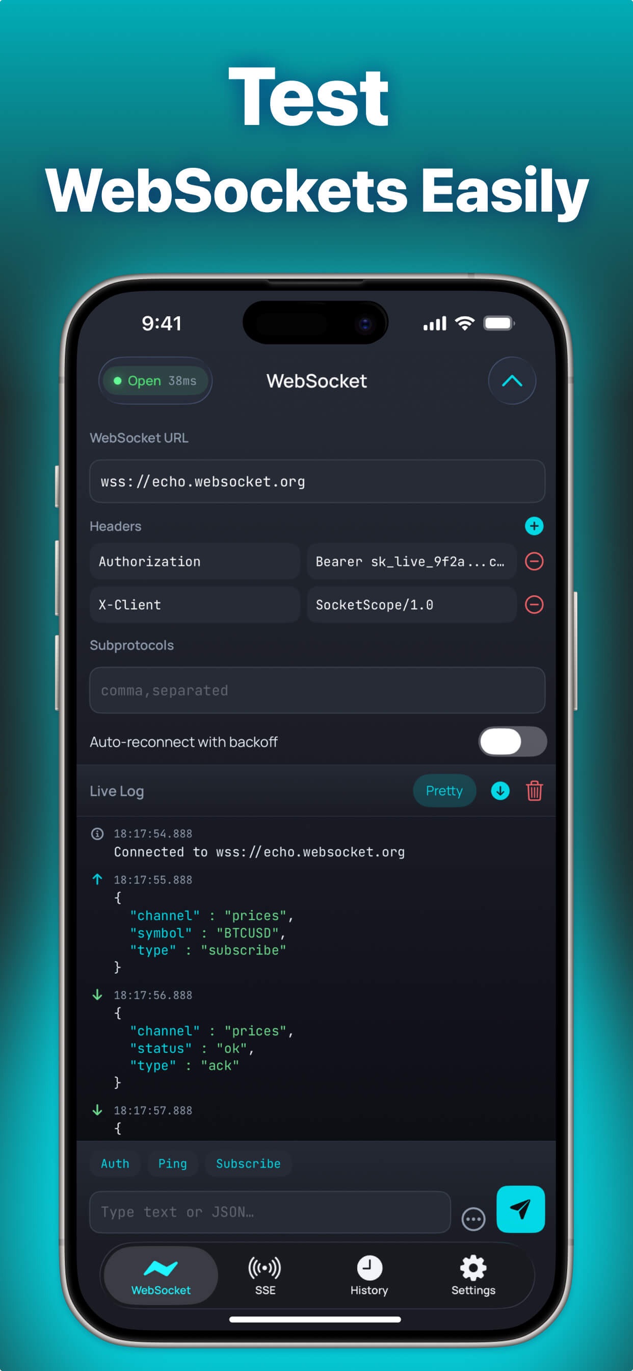 Screenshot 2 of SocketScope WebSocketInspector