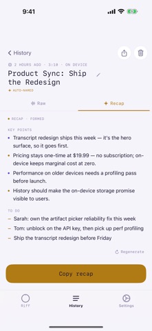 Riff: On-Device AI Voice Notes screenshot