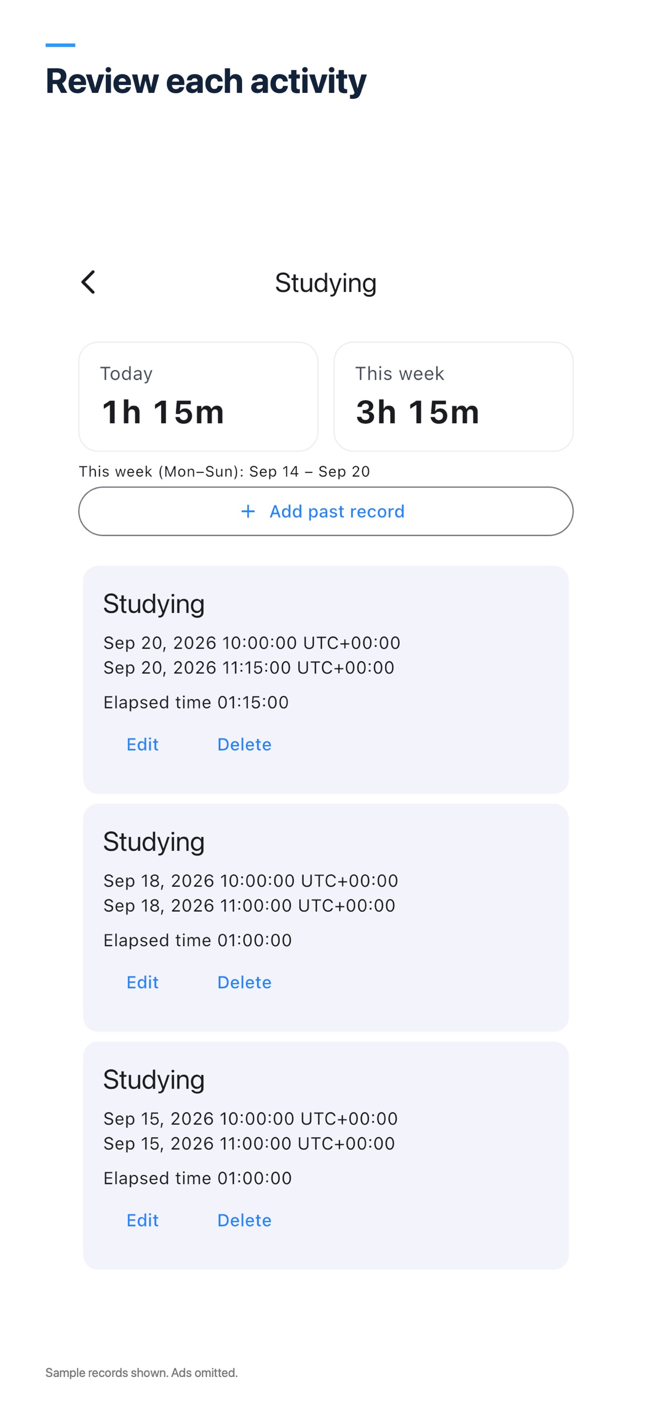 Screenshot 3 of Time Log - Activity Tracker