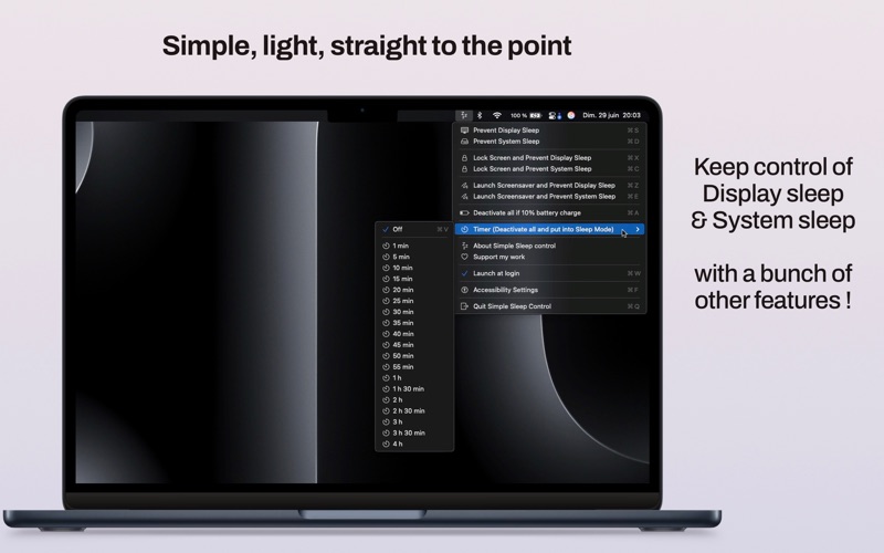Simple Sleep Control app screenshot