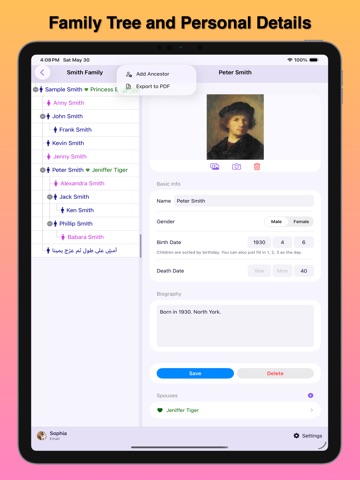 Family Tree iPad screenshot
