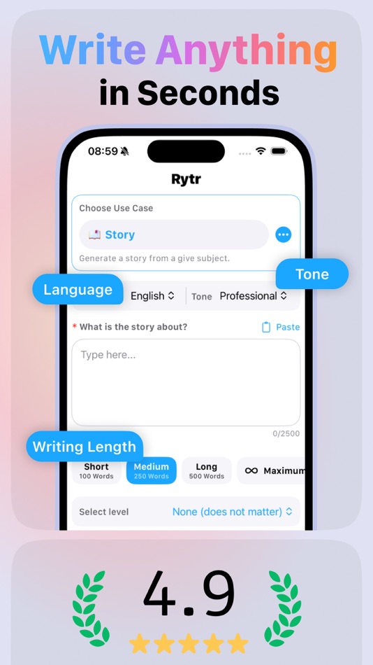 #2. AI Writing Assistant: Raytr (iOS) بواسطة: Aghdas Yilmaz