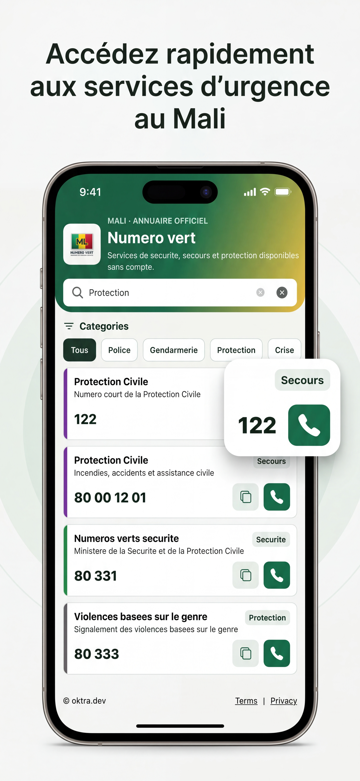 Numero Vert MALI