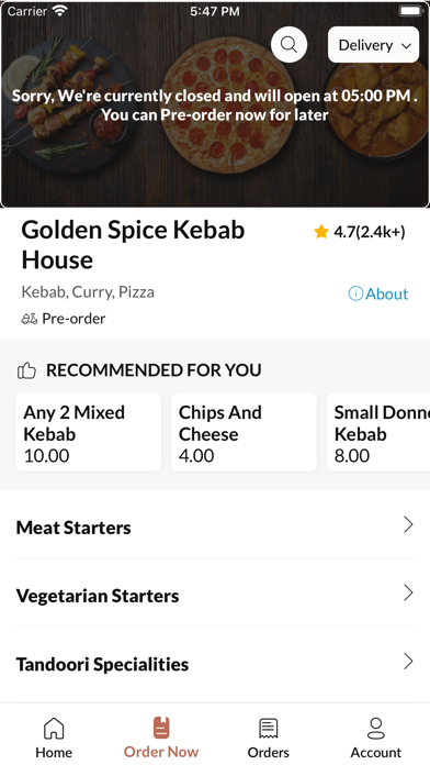 Golden Spice Kebab House. Screenshot