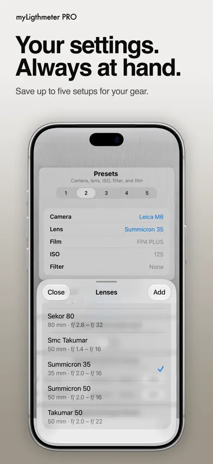 Captura 4 de 6 de myLightMeter PRO