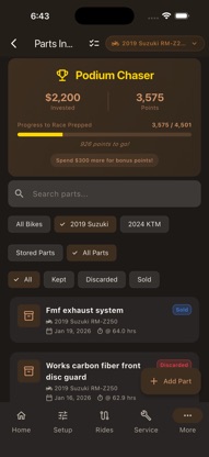 Dirt Bike Dialed: Logbook screenshot 2