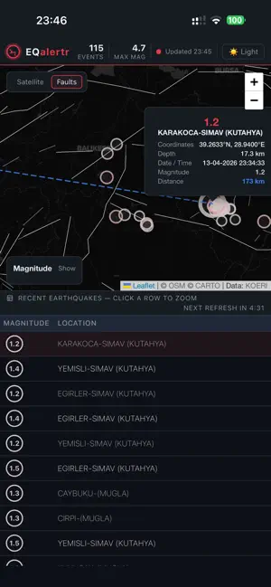 EQAlertr - Deprem Takibi iPhone screenshot 3