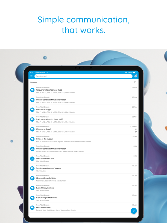 Klapp - School communication iPad screenshot 1 - Education app