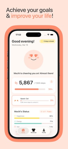 MochiStep: Step Counter Pet iPhone screenshot