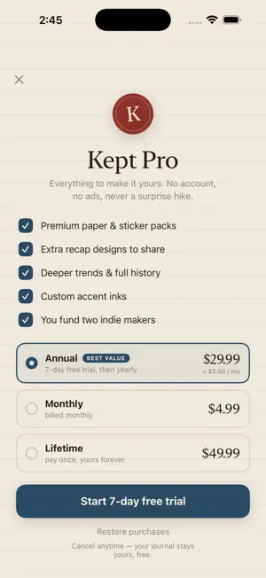 Kept: Habit Journal screenshot 4
