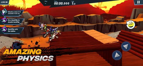 Mad Skills Motocross 3 - Los jugadores disfrutan de la interacción realista entre las motocicletas y el entorno, realizando saltos impresionantes sobre estructuras de madera y obstáculos del terreno.