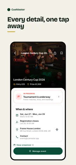 Скриншот CueMasters: Cue Sports Network на iPhone 2