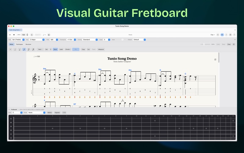 Tunio Pro: guitar tab to reel iPhone screenshot