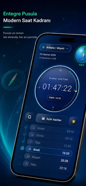 Modern Namaz Vakitleri & Kıble screenshot 2