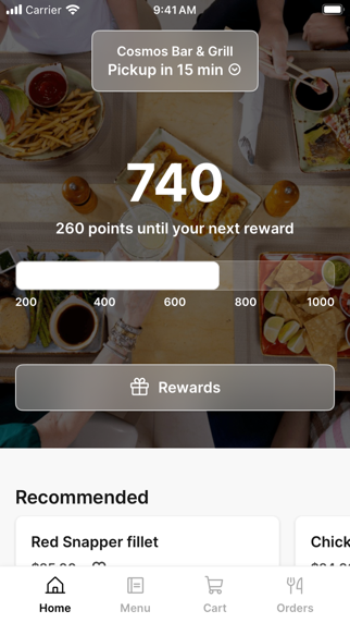 Cosmos Bar & Grill app screenshot
