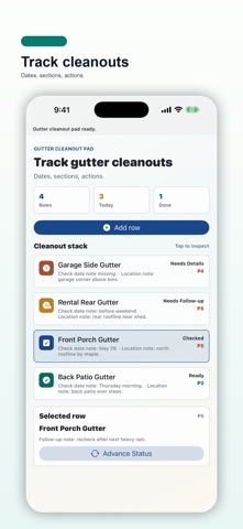 Gutter Cleanout Log Pad screenshot