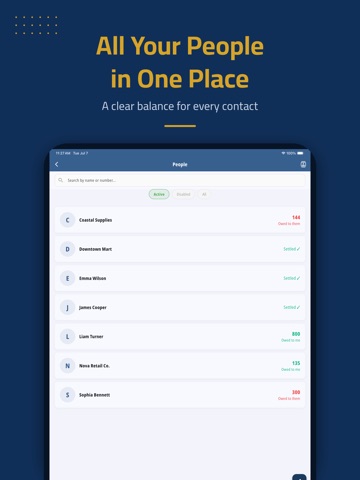Amunta – Debts & Expenses iPad screenshot