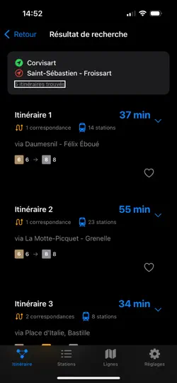 Capture d'écran de MétroConnexion sur iPhone 4
