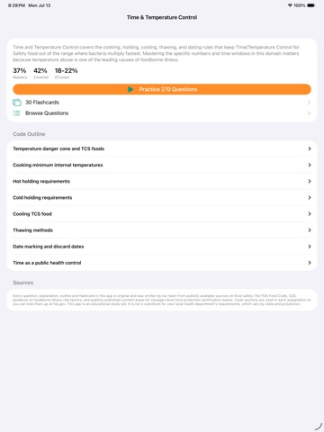 Food Safety Mgr Exam Prep iPad screenshot