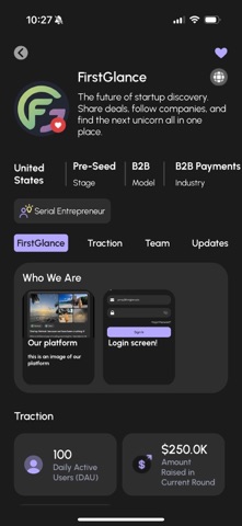 FirstGlance: Startup Discovery Screenshot 6 of 10