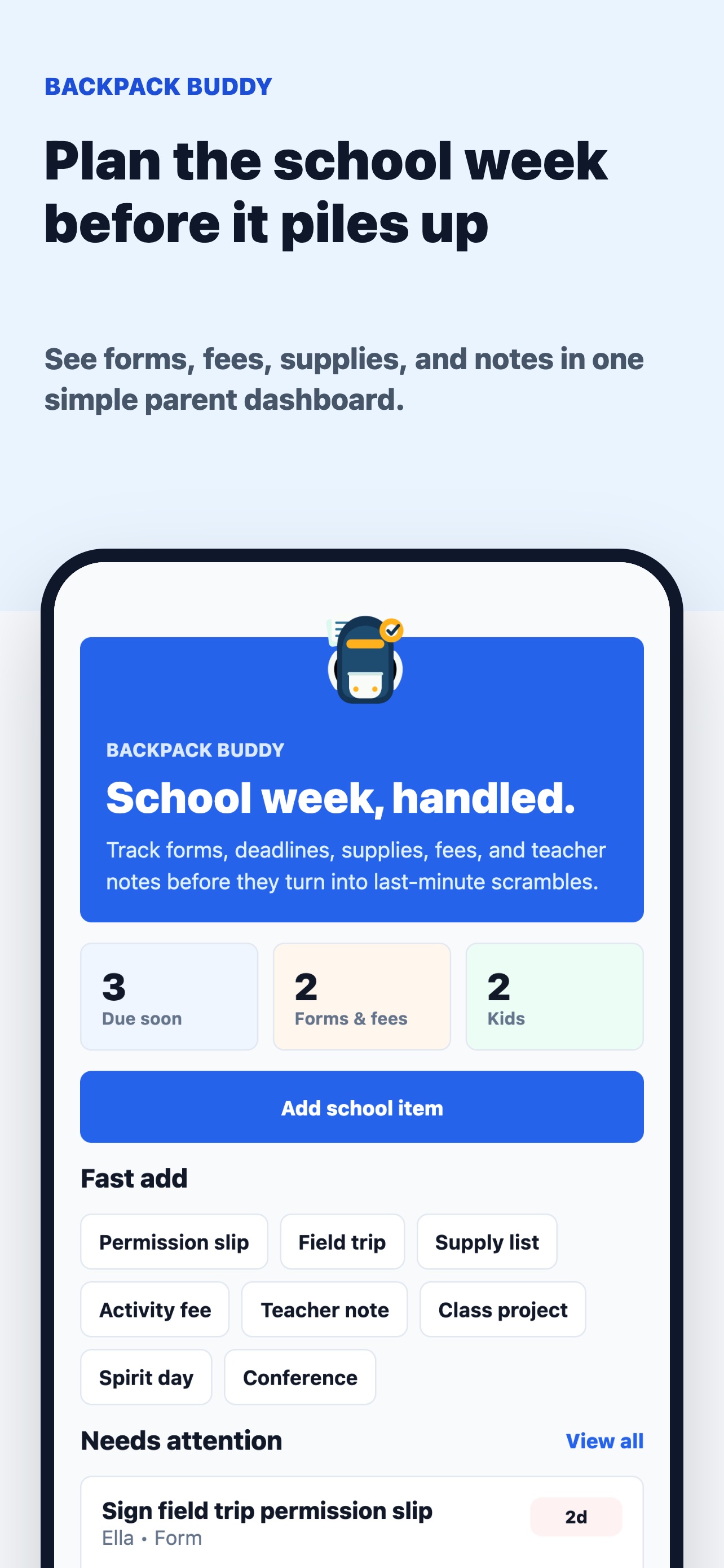 Screenshot 1 of Backpack Buddy School Planner