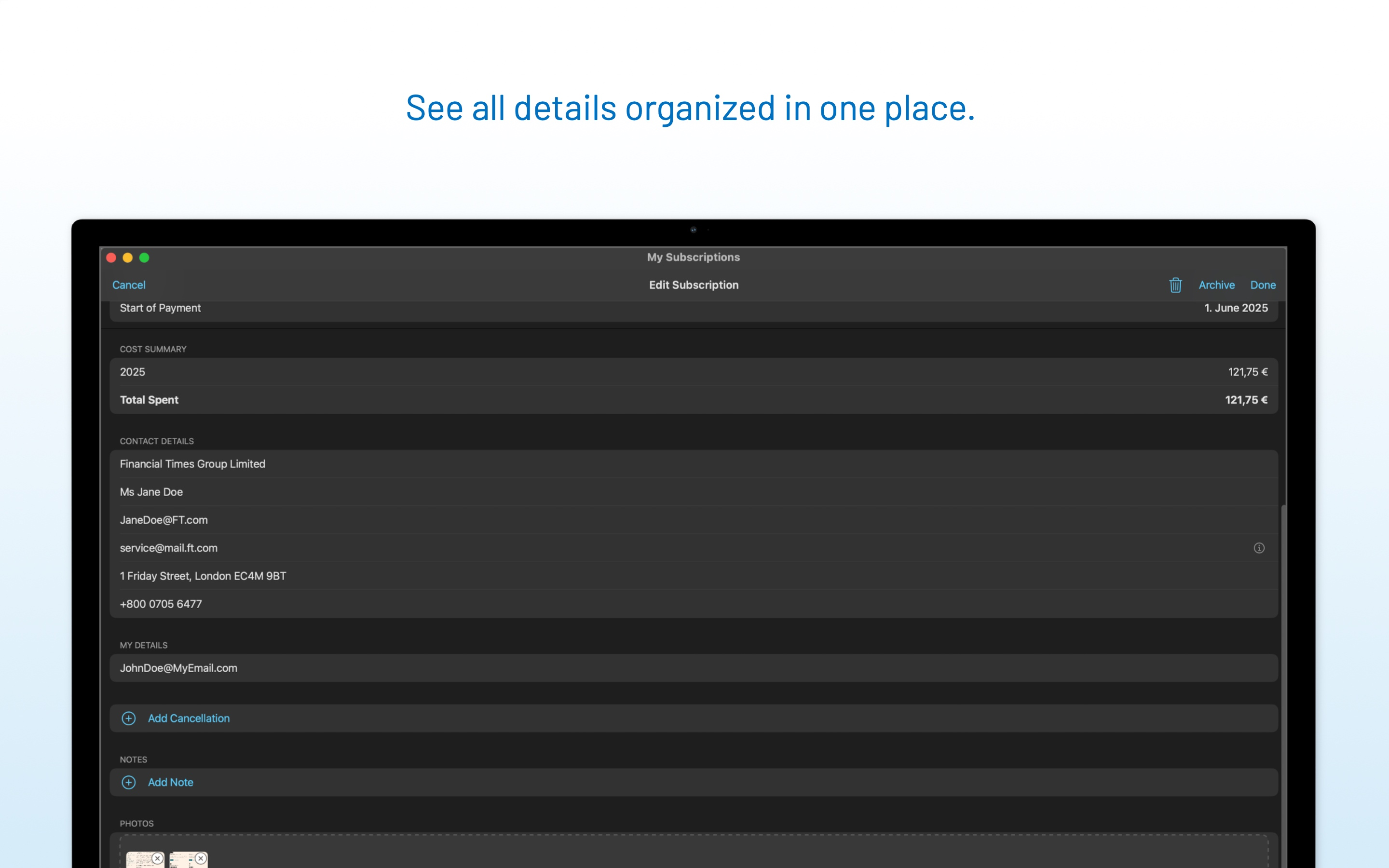 Subscription Organizer screenshot 20