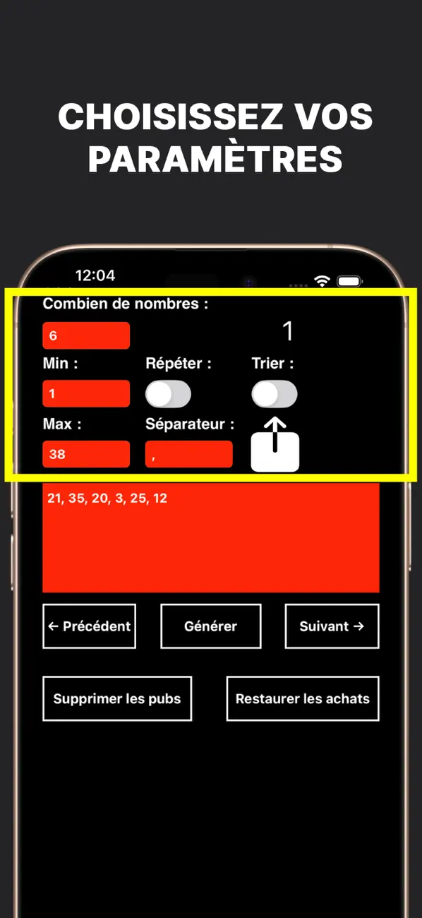 Screenshot #1 pour Générateur Nombres Aléatoires
