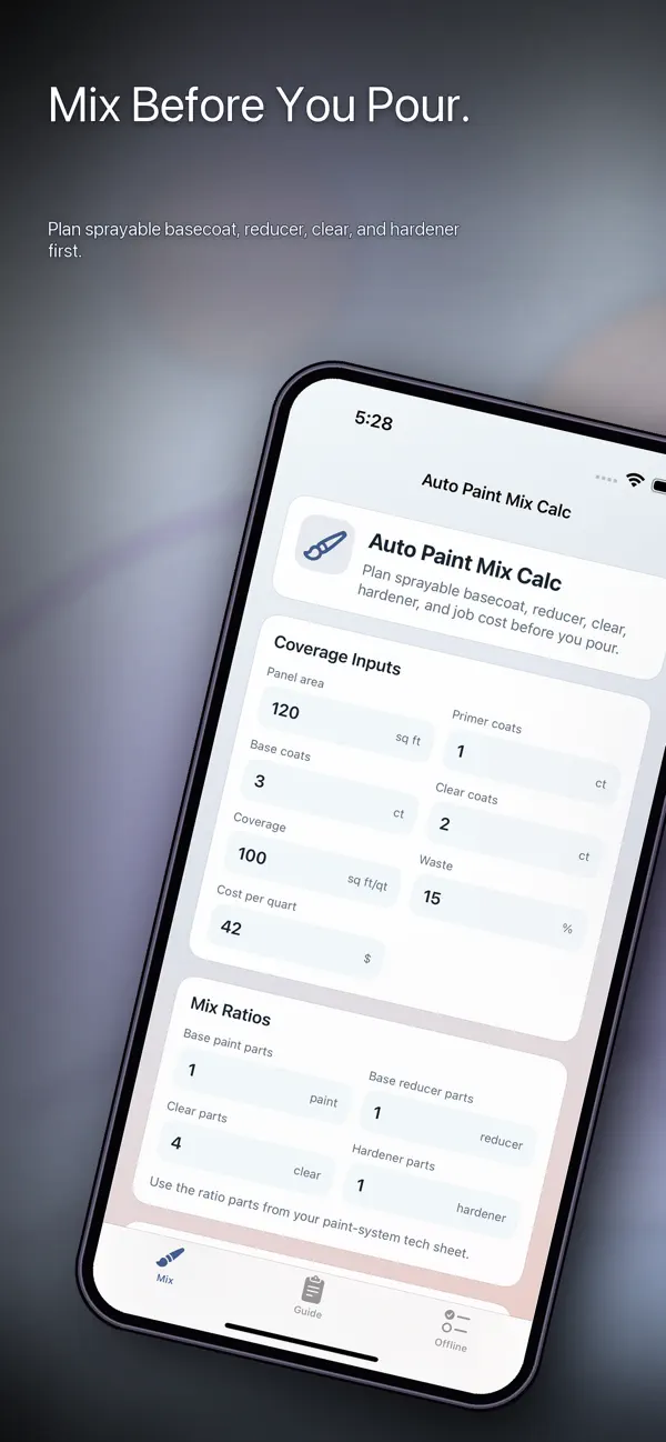 Screenshot #1 pour Auto Paint Mix Calc