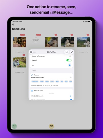 SendScan: Scanner + Automation iPad screenshot