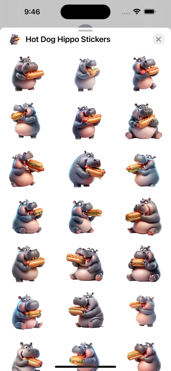 Screenshot #1 pour Hot Dog Hippo Stickers