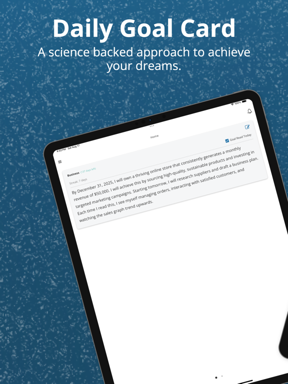 Daily Goal Card Reminder iPad screenshot 1 - Productivity app