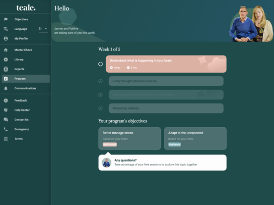 teale iPad screenshot