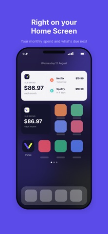 Vunzo: Subscription Tracker iPhone screenshot