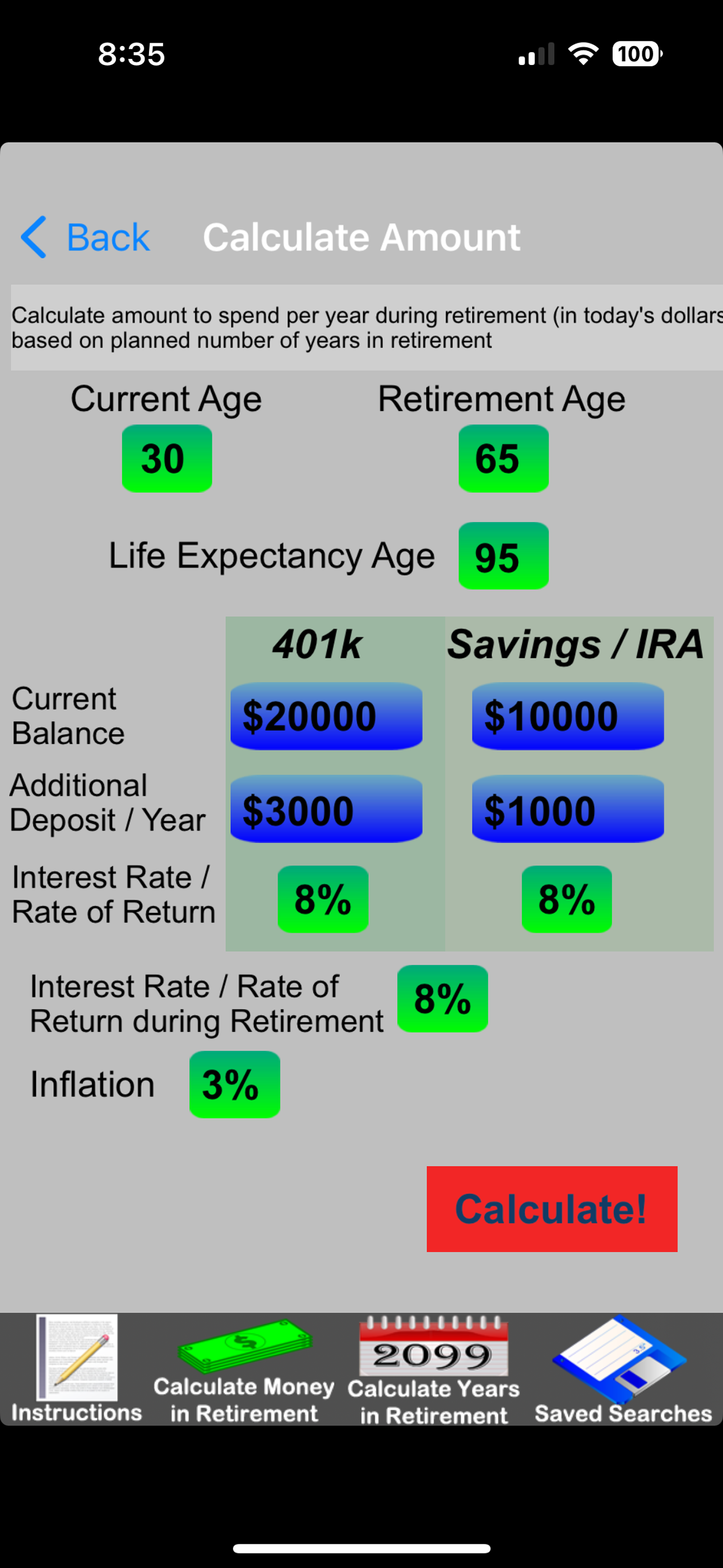 Easy Retirement Calculator