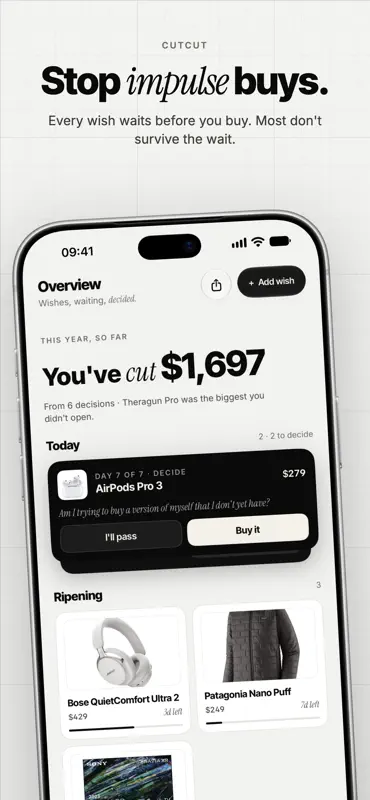 Stop Impulse Buying: CutCut screenshot 1 of 8