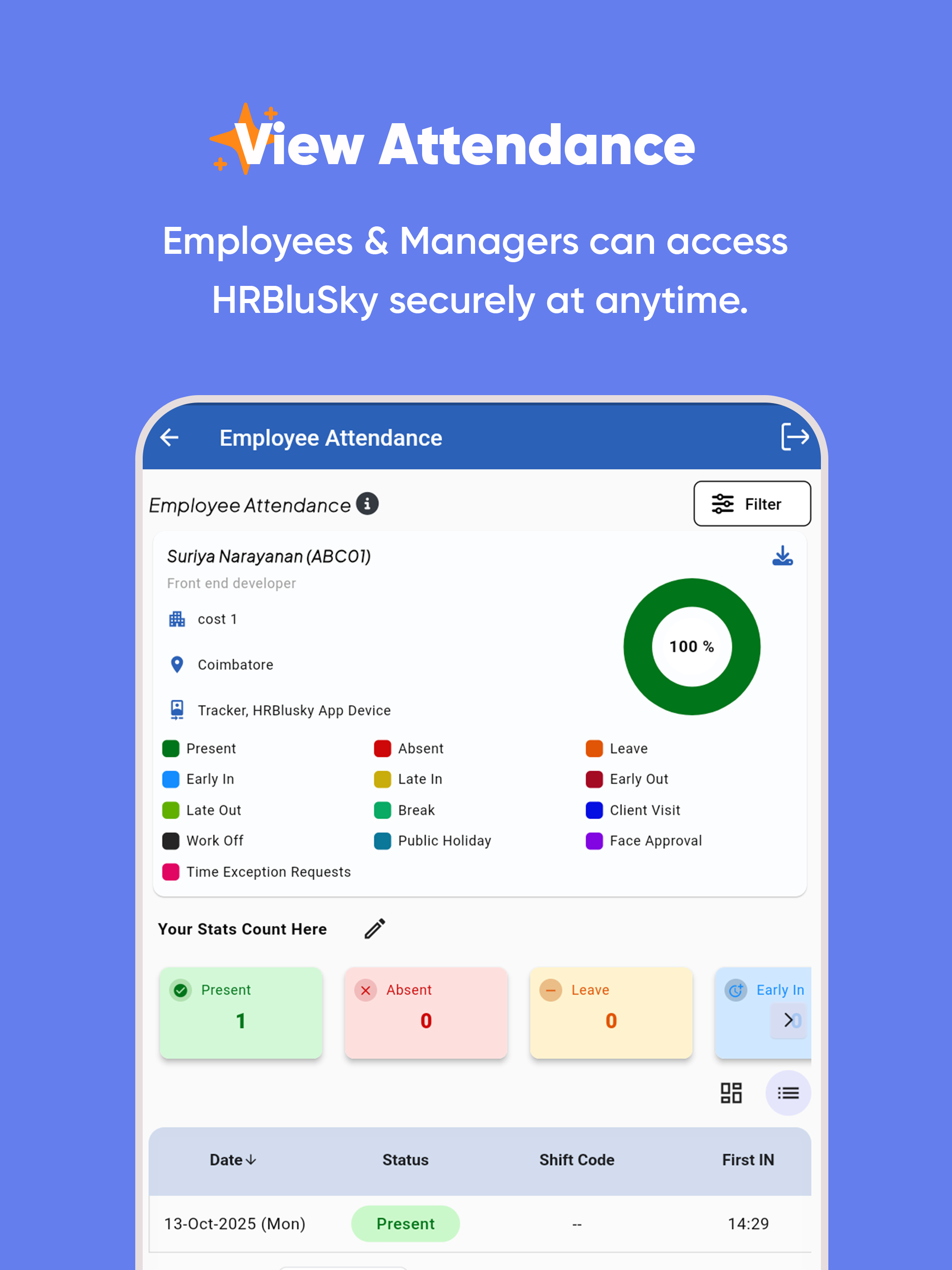 HRBluSky - Attendance Tracker